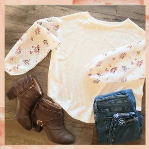 Floral Chiffon Sleeve Blouse